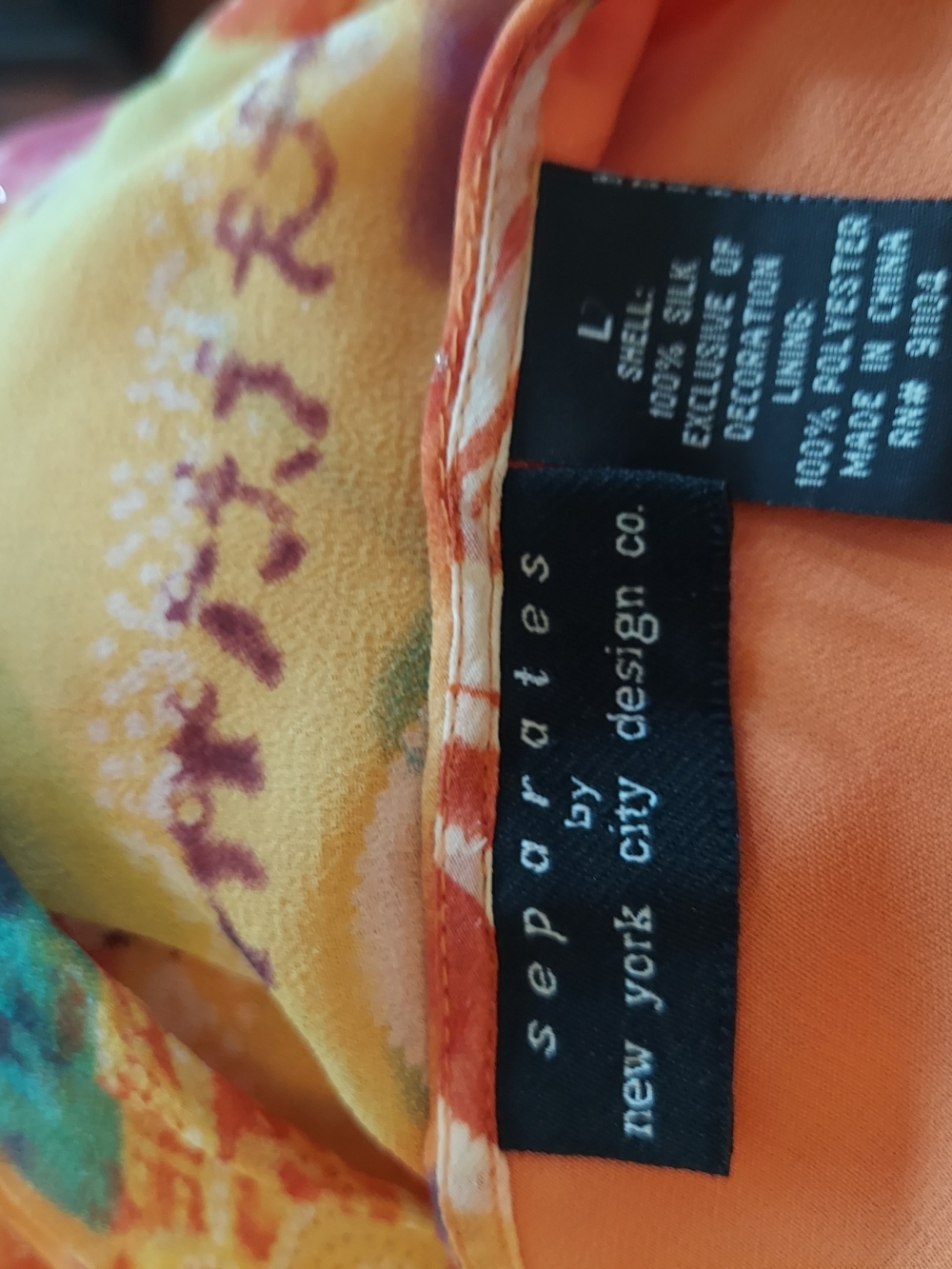 V-Neck Multicolor Patchwork Boho Tunic - Orange Mix - Picture 4 of 4